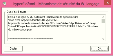 hyperfile2xml error modal window